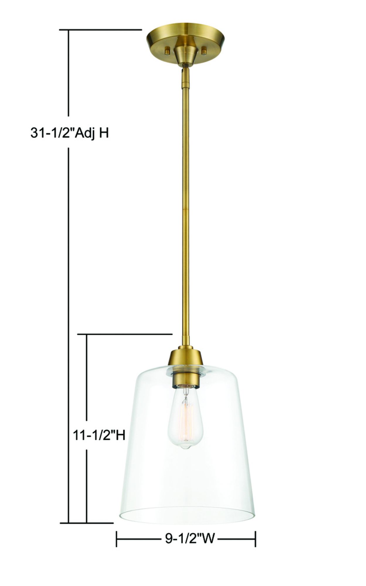 Image 6 1-Light Pendant in Natural Brass more views
