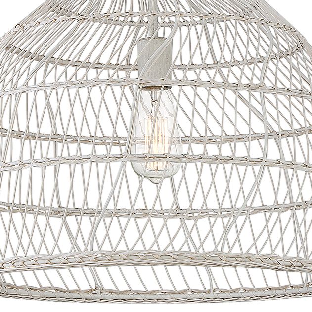 Image 2 1-Light Pendant in White Rattan with A White Socket more views