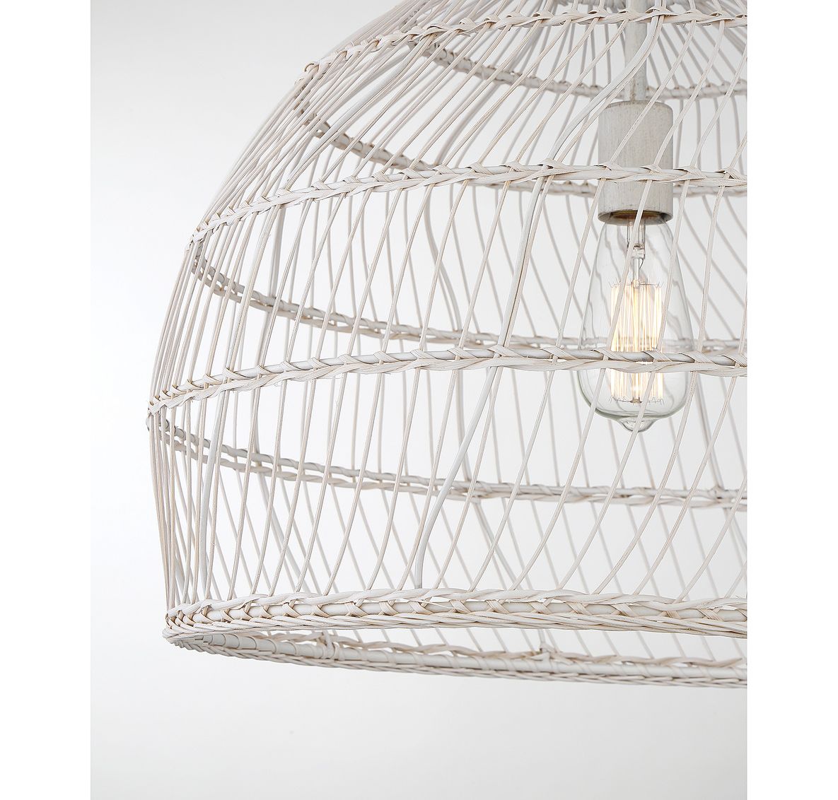 Image 3 1-Light Pendant in White Rattan with A White Socket more views