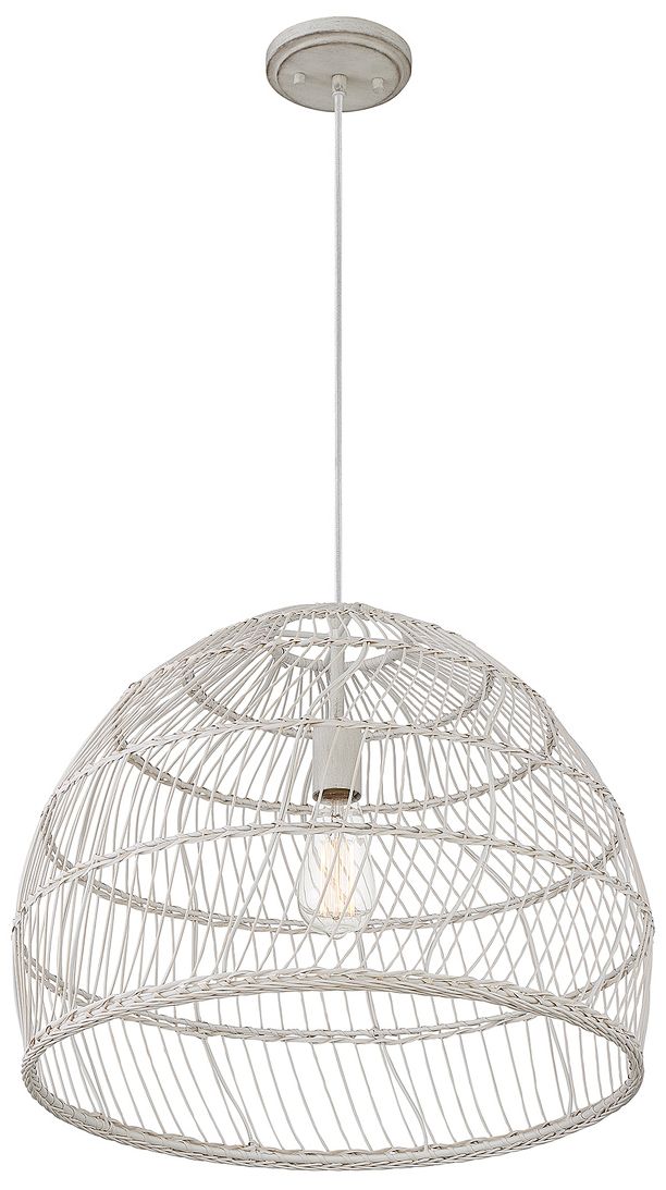 Image 4 1-Light Pendant in White Rattan with A White Socket more views