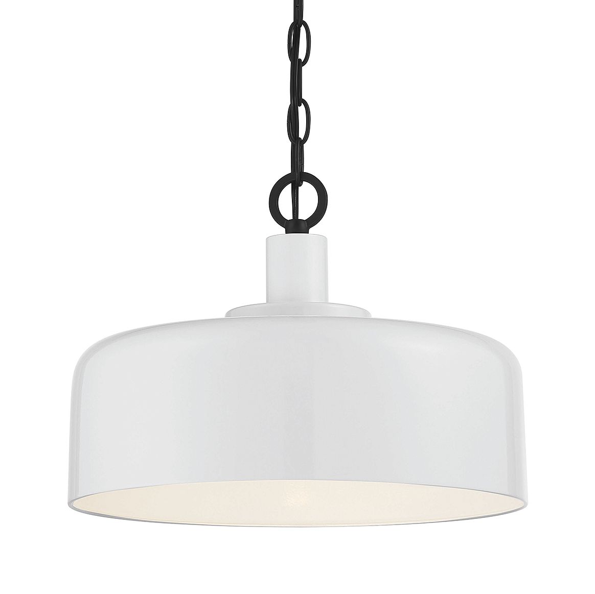 Image 2 1-Light Pendant in White with Black more views
