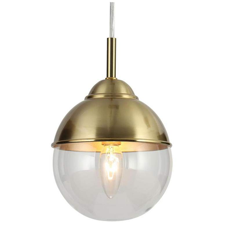 Image 1 1-light Plating Brass Pendant Lamp with Clear Glass