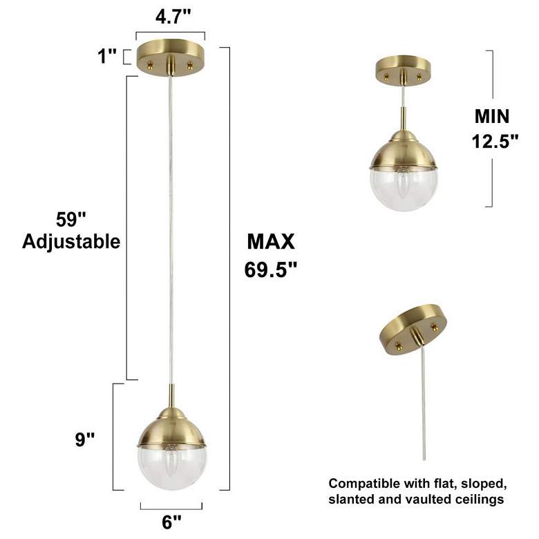 Image 2 1-light Plating Brass Pendant Lamp with Clear Glass more views