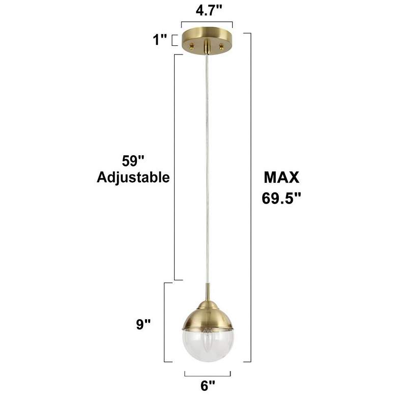 Image 3 1-light Plating Brass Pendant Lamp with Clear Glass more views