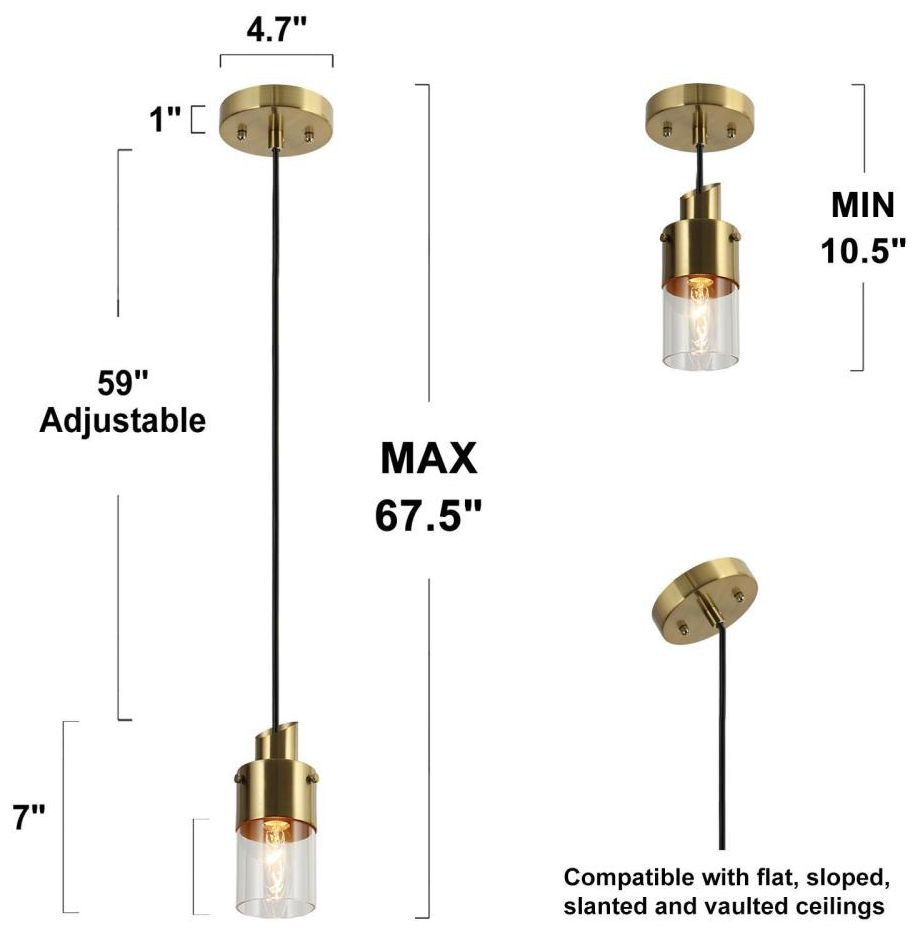 Image 2 1-light Plating Brass Pendant Lamp with Clear Glass more views