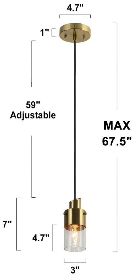 Image 3 1-light Plating Brass Pendant Lamp with Clear Glass more views