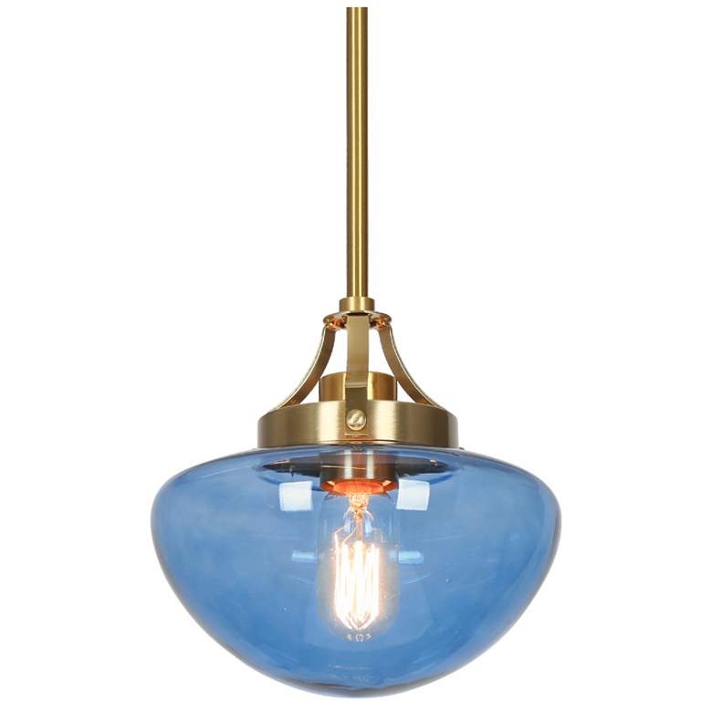 Image 1 1-light Plating Brass Pendant Lamp with Colored Glass