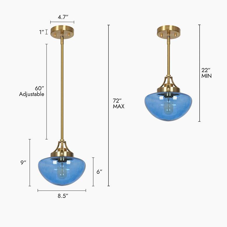 Image 2 1-light Plating Brass Pendant Lamp with Colored Glass more views