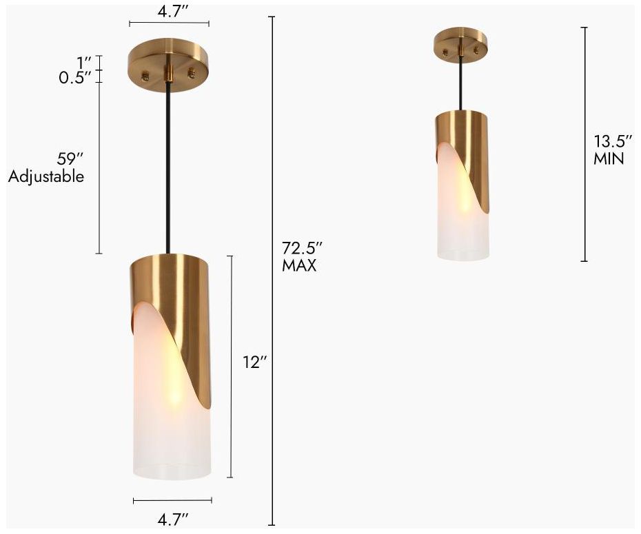 Image 2 1-light Plating Brass Pendant Lamp with Frosted Glass more views