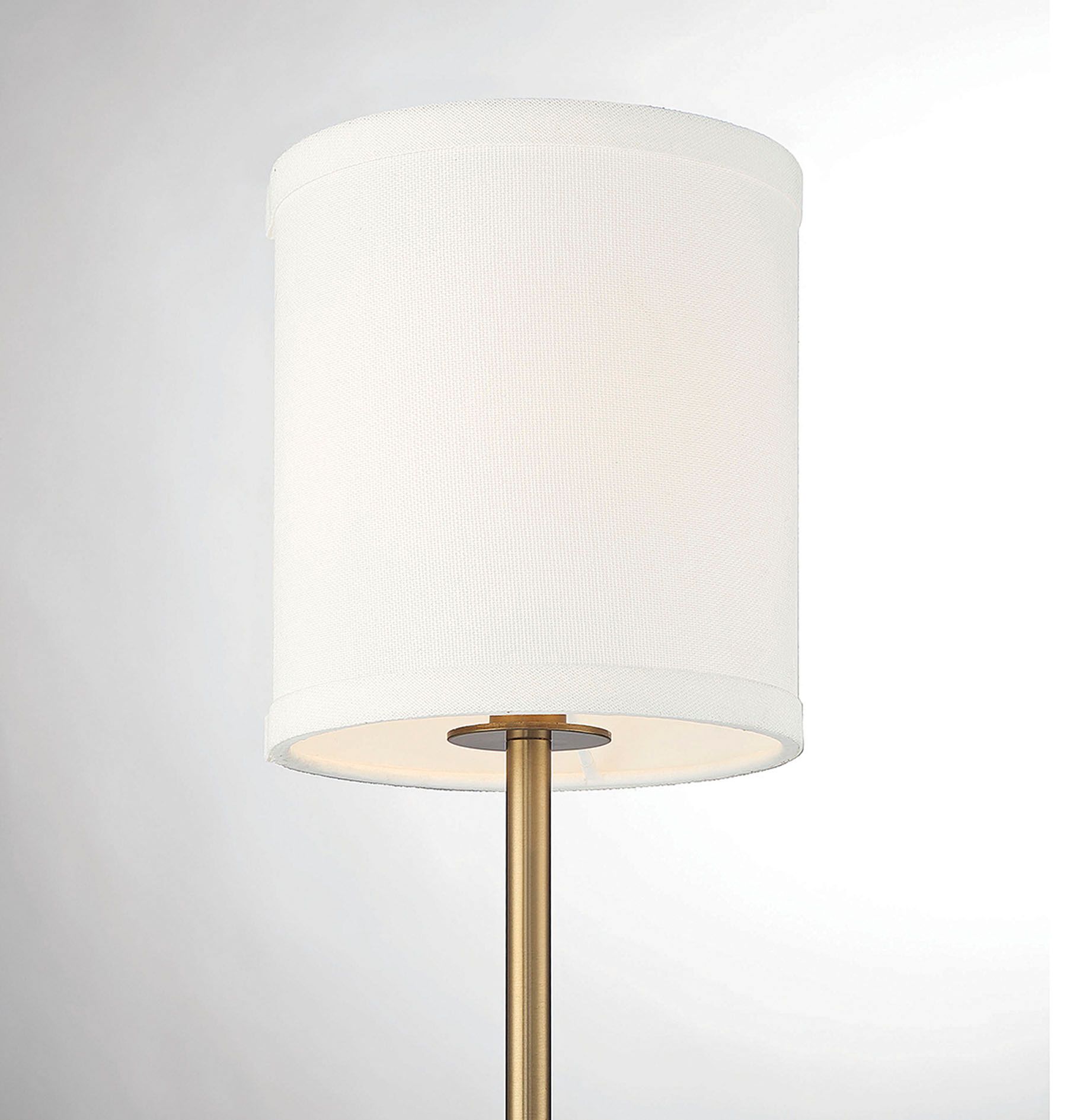 Image 3 1-Light Plug-In Wall Sconce in Natural Brass with Leather Accent more views