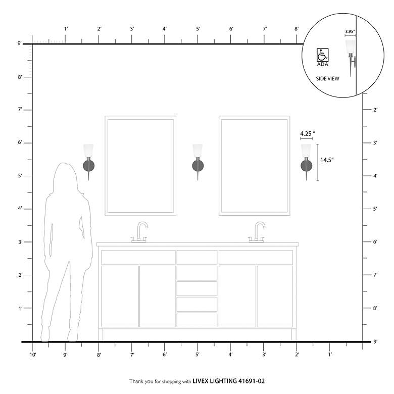 Image 7 1 Light Polished Brass ADA Wall Sconce more views