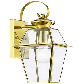 Image2 of 1 Light Polished Brass Outdoor Wall Lantern