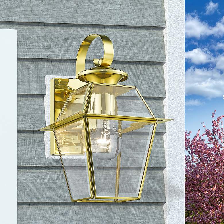 Image 1 1 Light Polished Brass Outdoor Wall Lantern