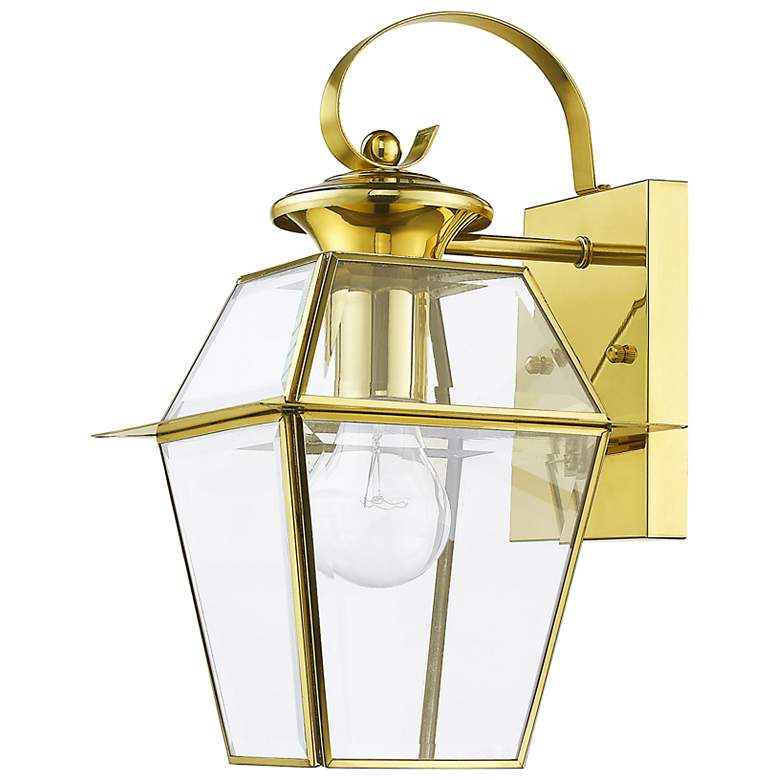 Image 4 1 Light Polished Brass Outdoor Wall Lantern more views