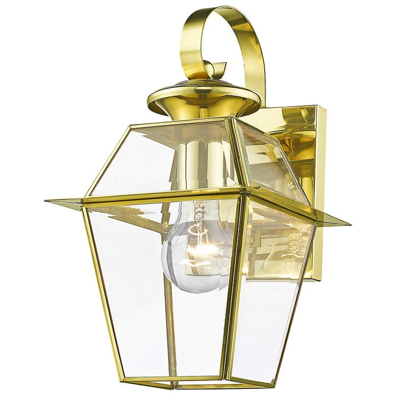 Image 5 1 Light Polished Brass Outdoor Wall Lantern more views