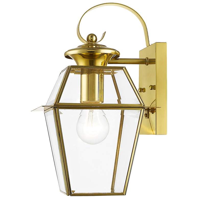 Image 7 1 Light Polished Brass Outdoor Wall Lantern more views