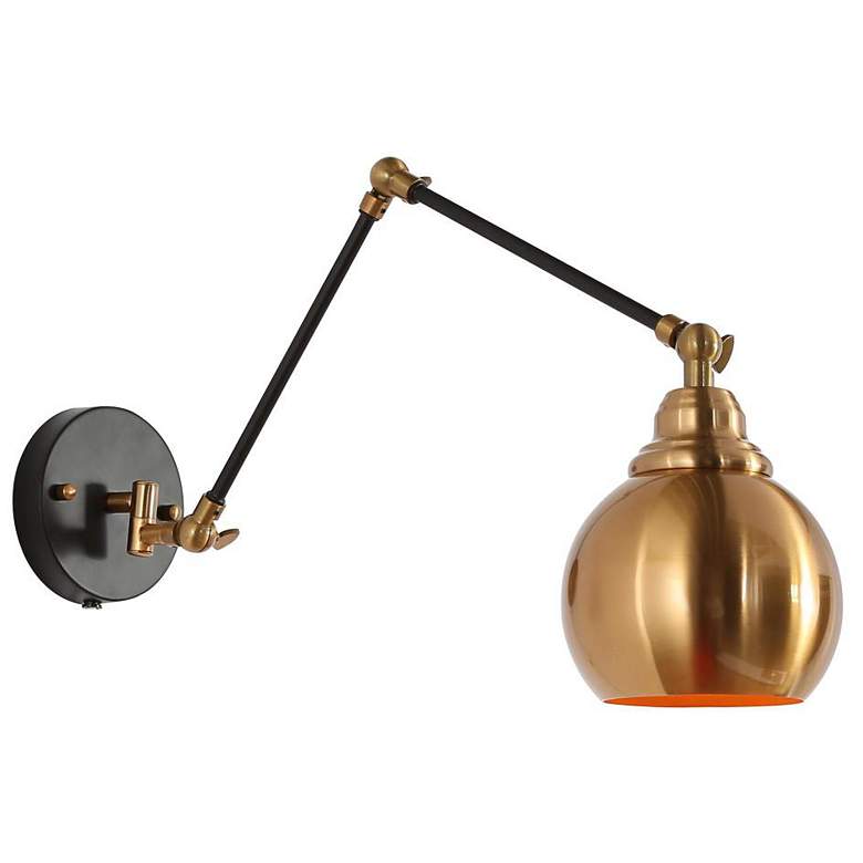 Image 1 1-Light Polished Brass Swing Arm Wall Light
