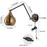 2_1-Light Polished Brass Swing Arm Wall Light more views