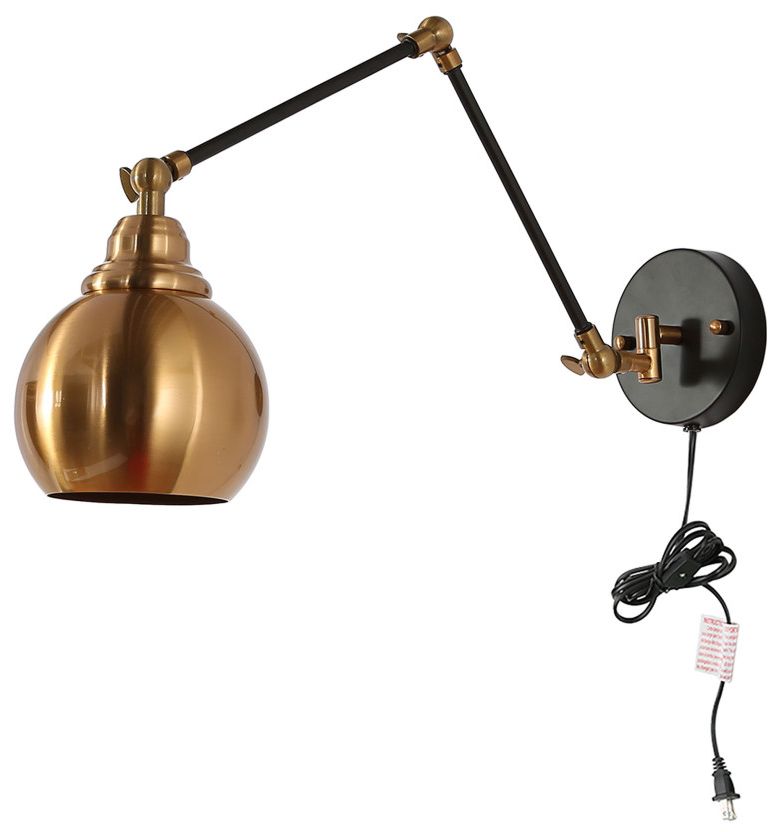 Image 3 1-Light Polished Brass Swing Arm Wall Light more views