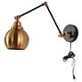 3_1-Light Polished Brass Swing Arm Wall Light more views