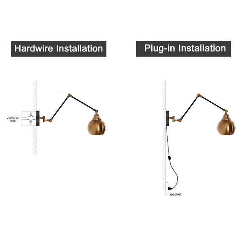 Image 5 1-Light Polished Brass Swing Arm Wall Light more views