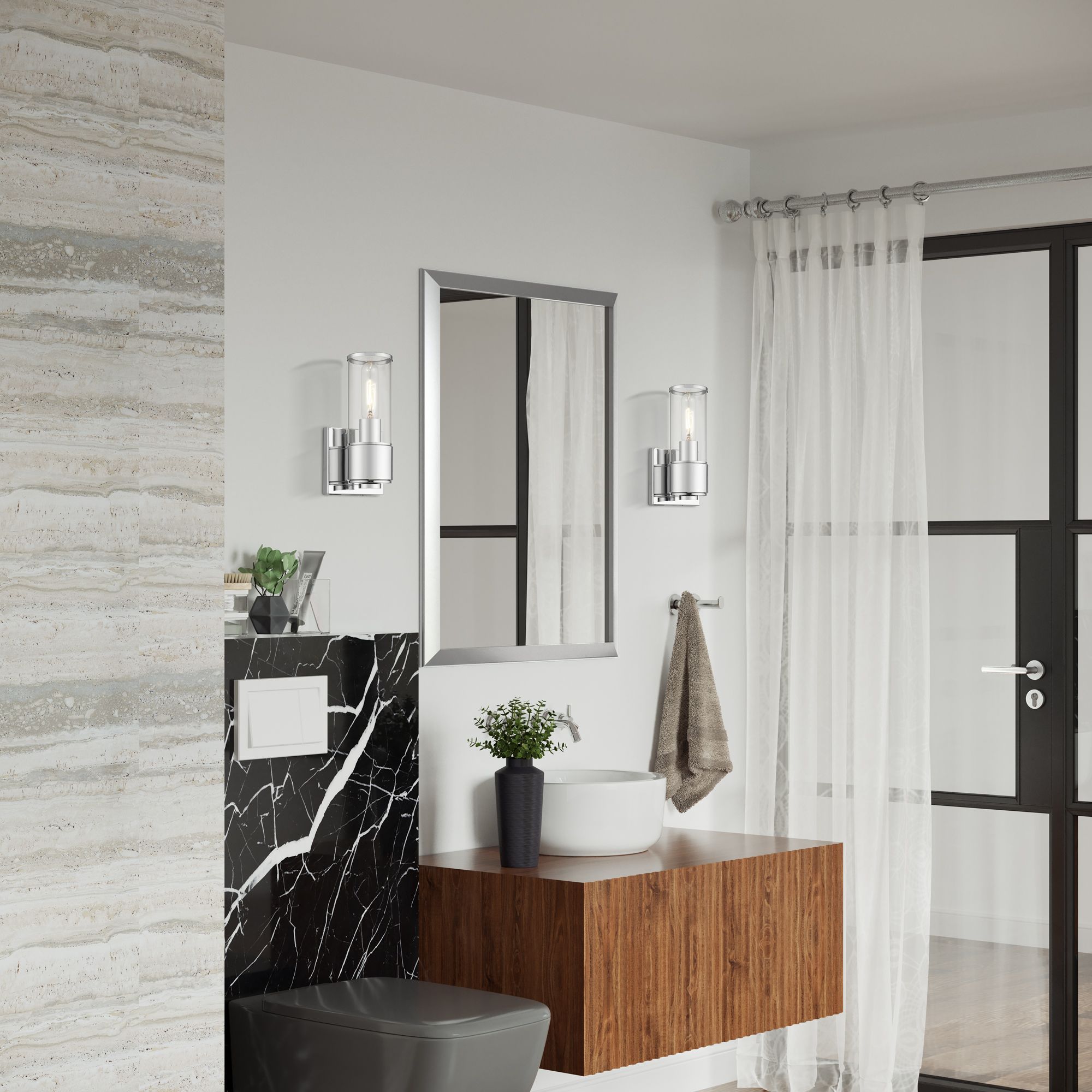 1 Light Polished Chrome ADA Sconce