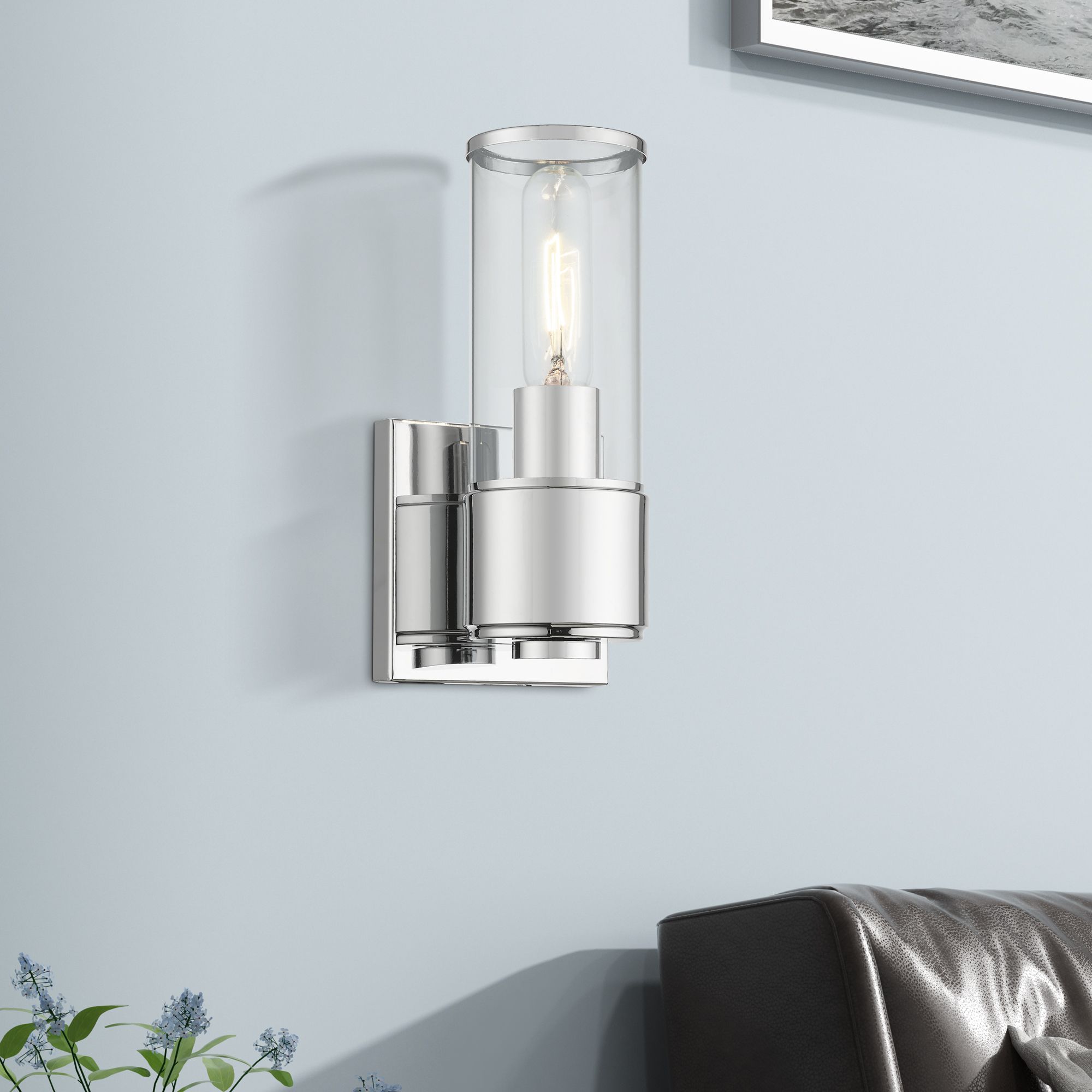 1 Light Polished Chrome ADA Sconce