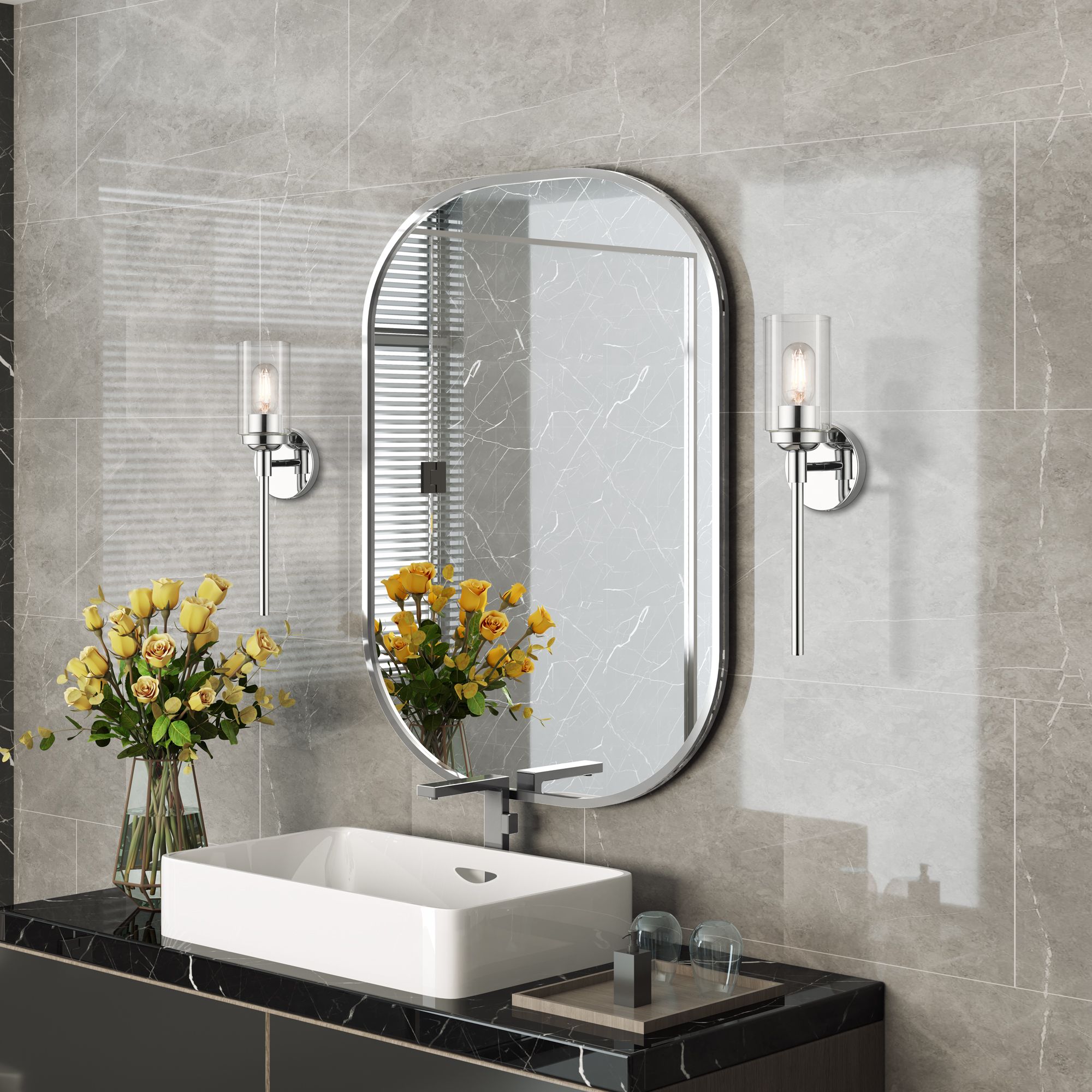 1 Light Polished Chrome ADA Sconce