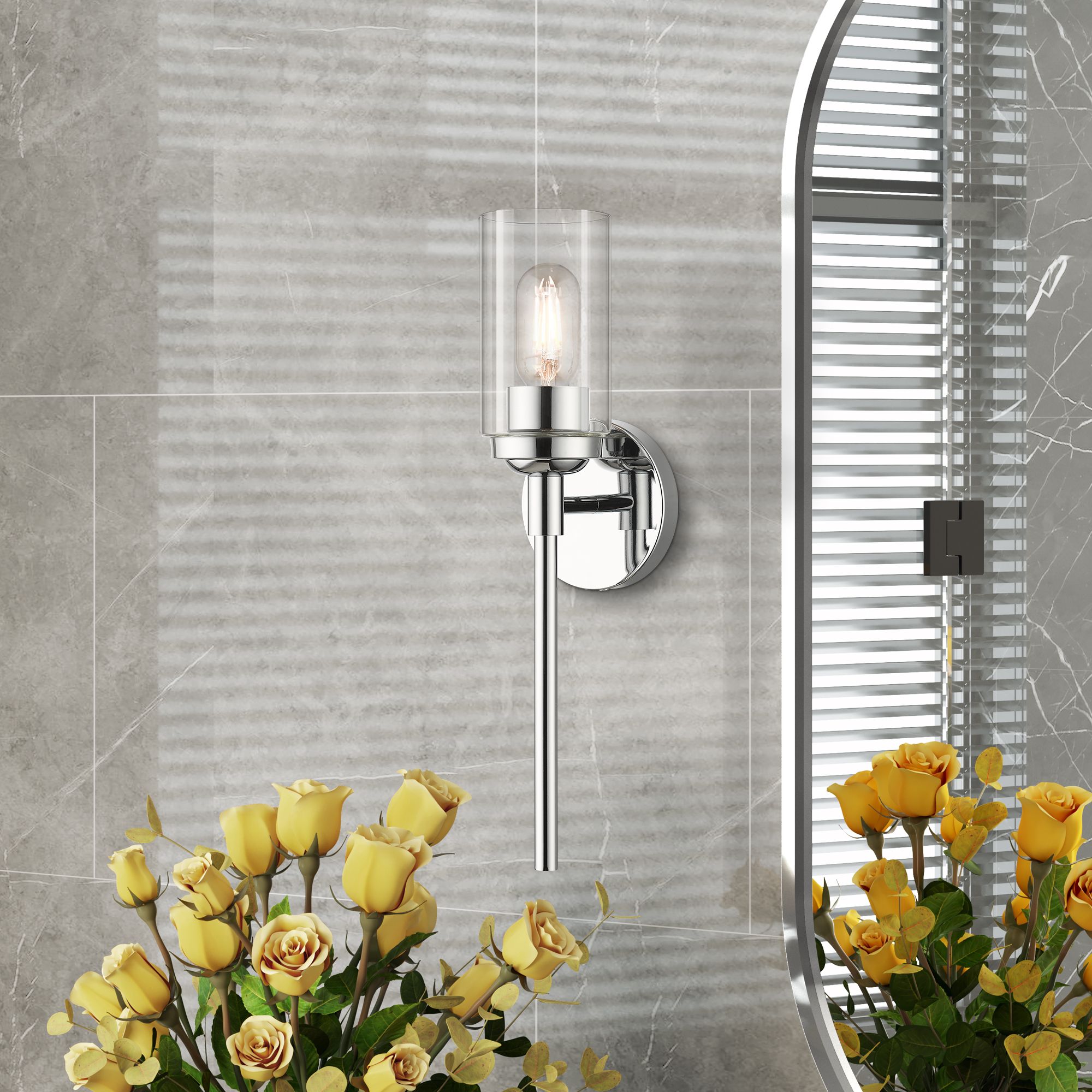 1 Light Polished Chrome ADA Sconce