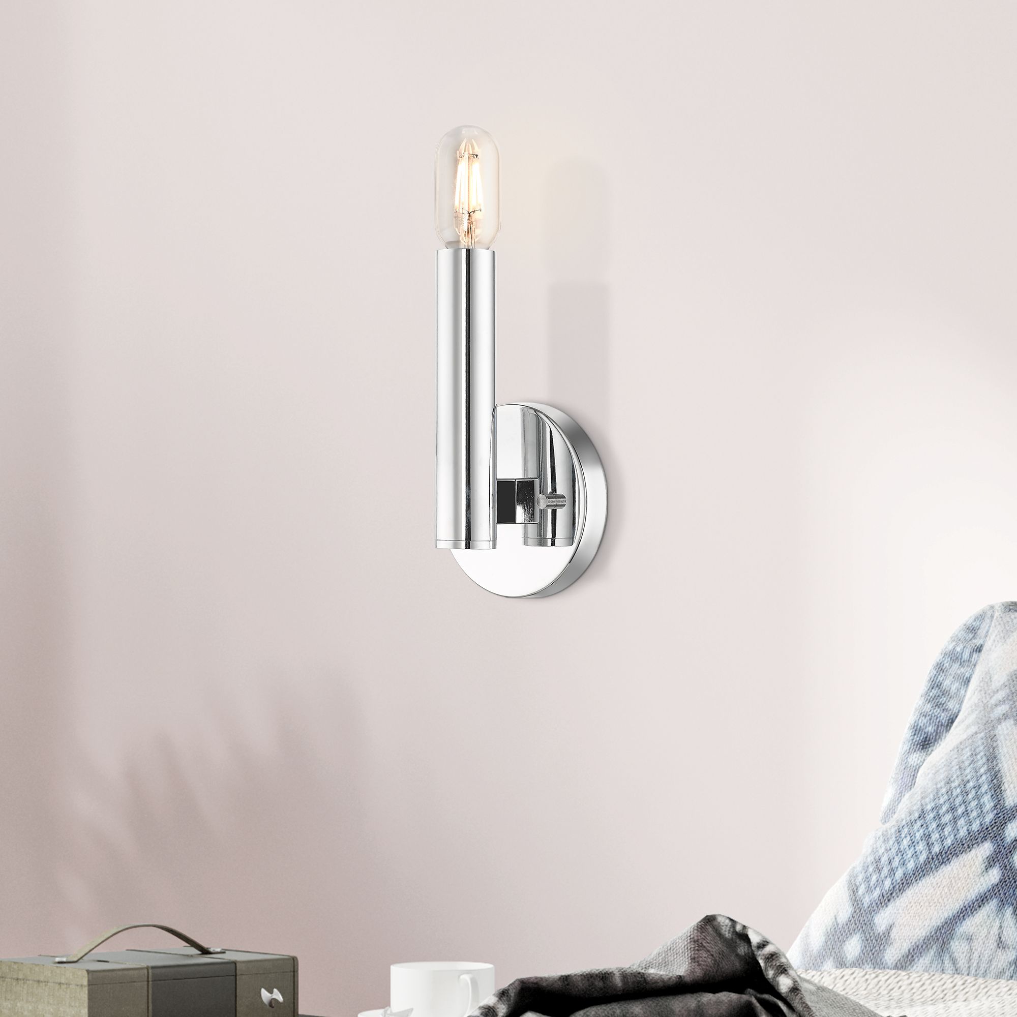 1 Light Polished Chrome ADA Sconce