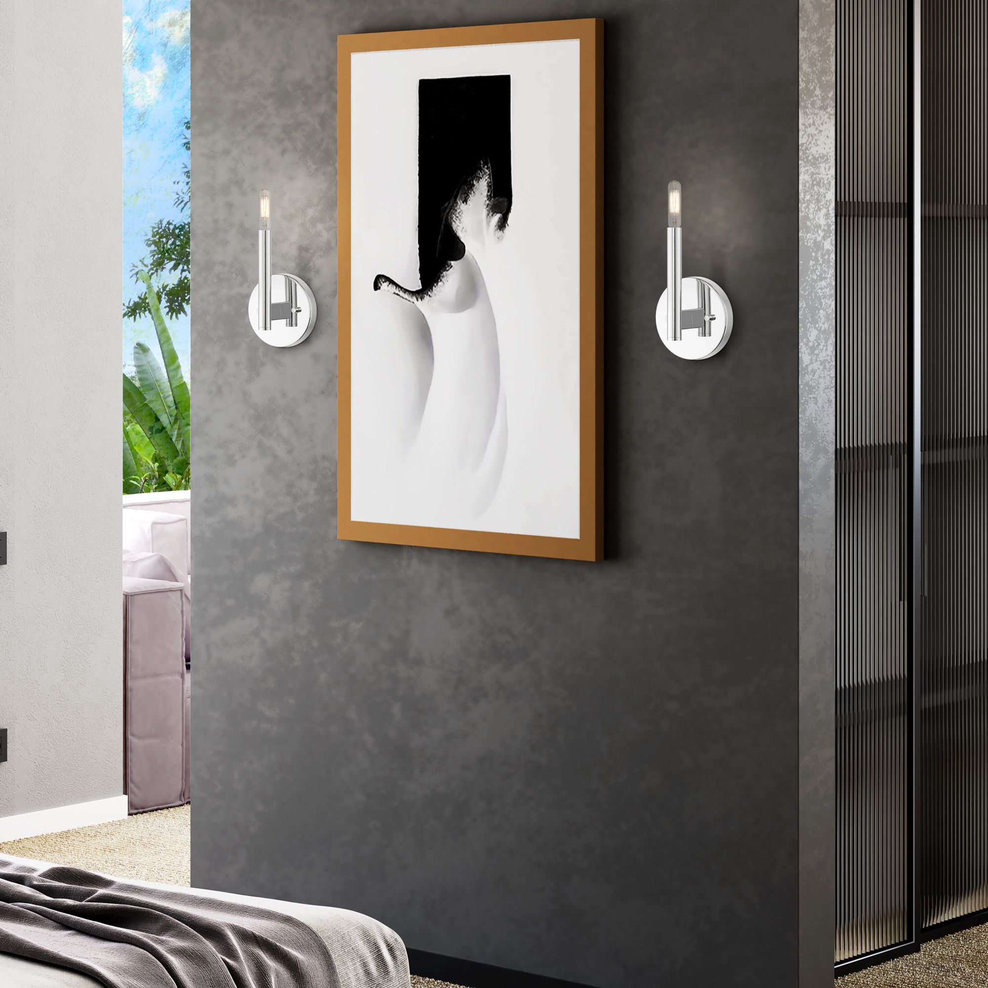 1 Light Polished Chrome ADA Sconce