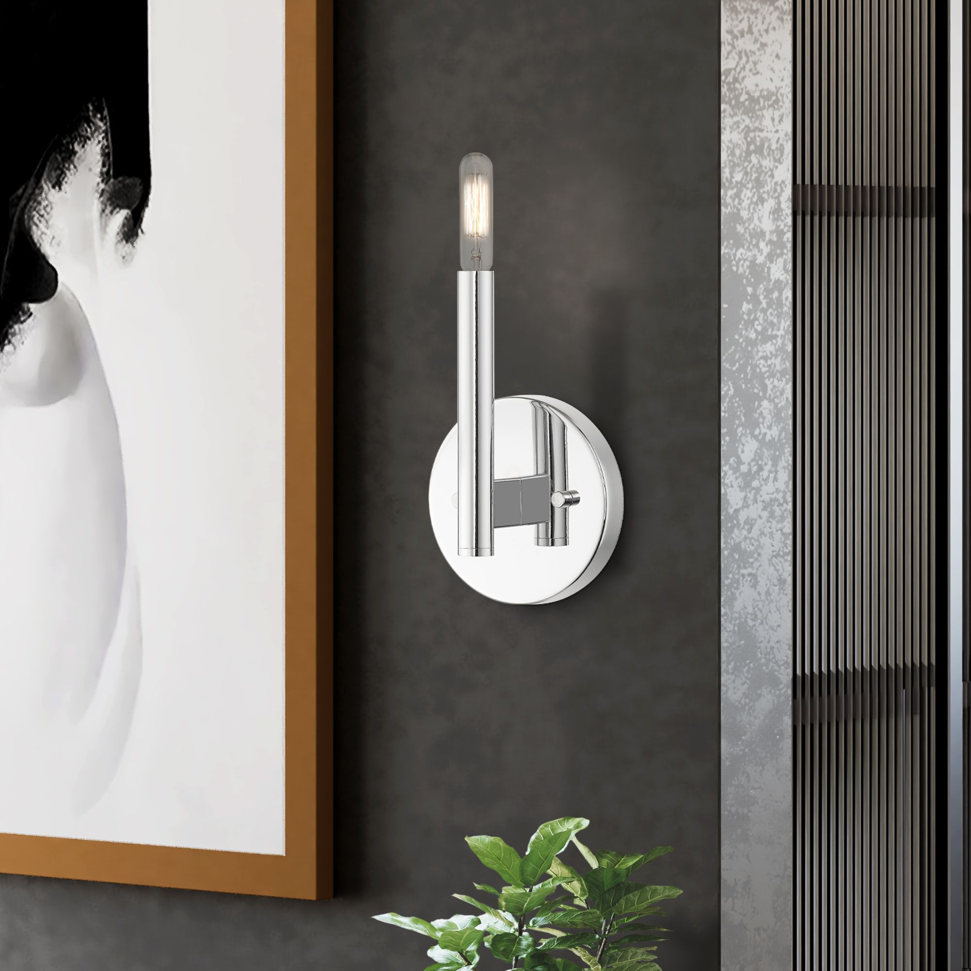 1 Light Polished Chrome ADA Sconce