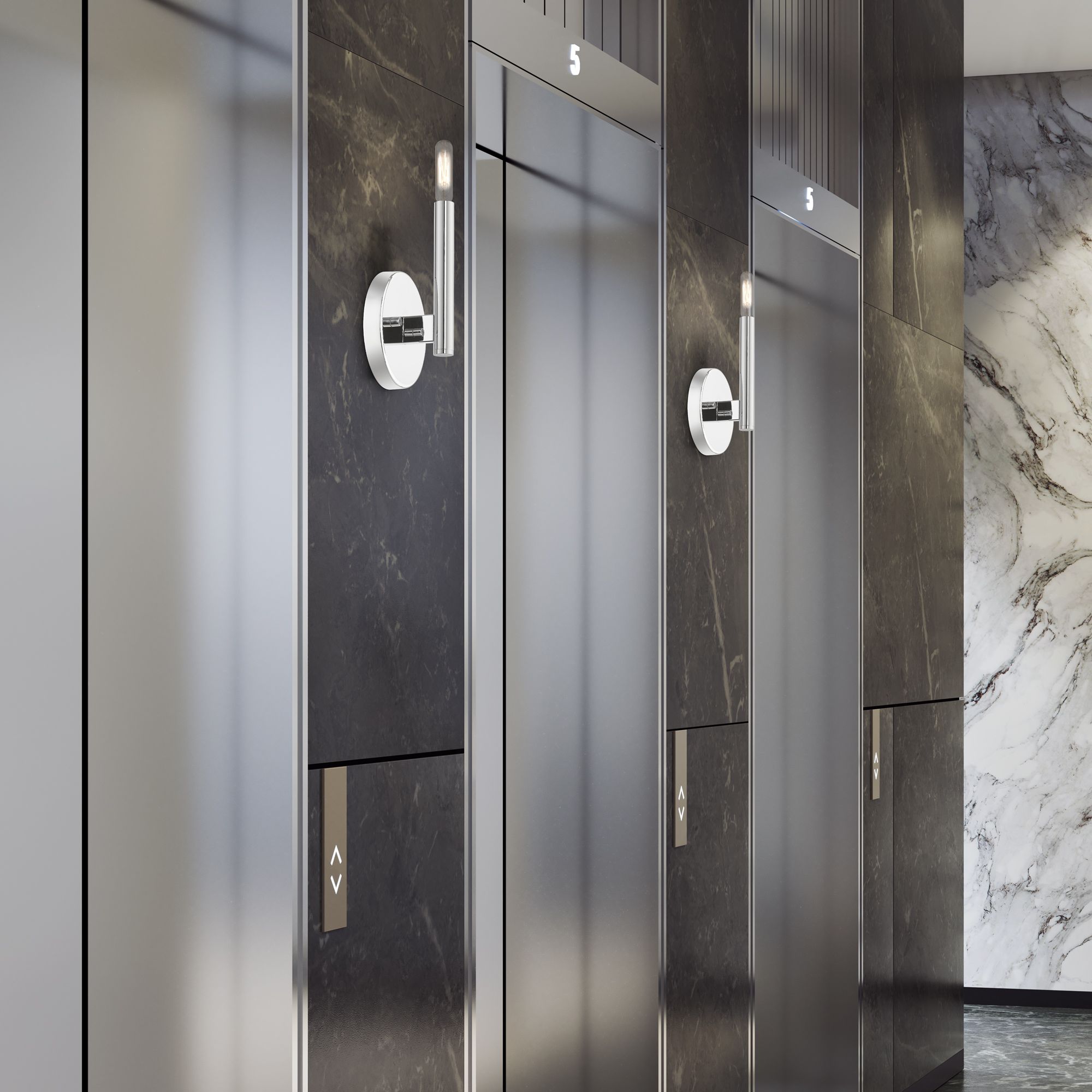 1 Light Polished Chrome ADA Sconce