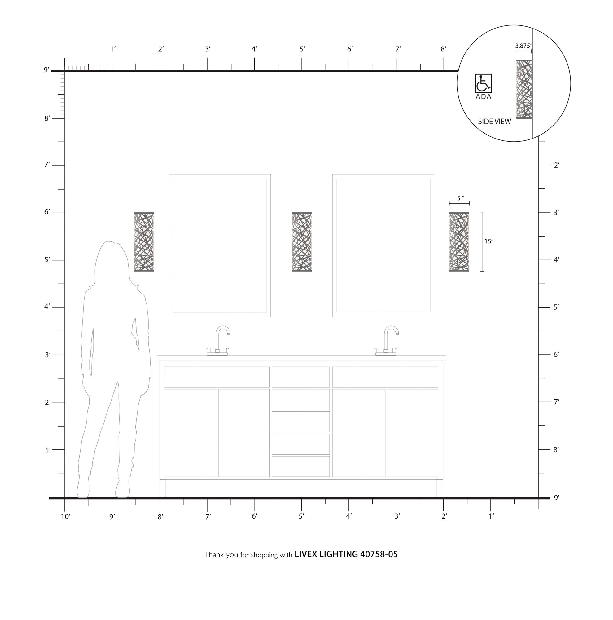 1 Light Polished Chrome ADA Wall Sconce