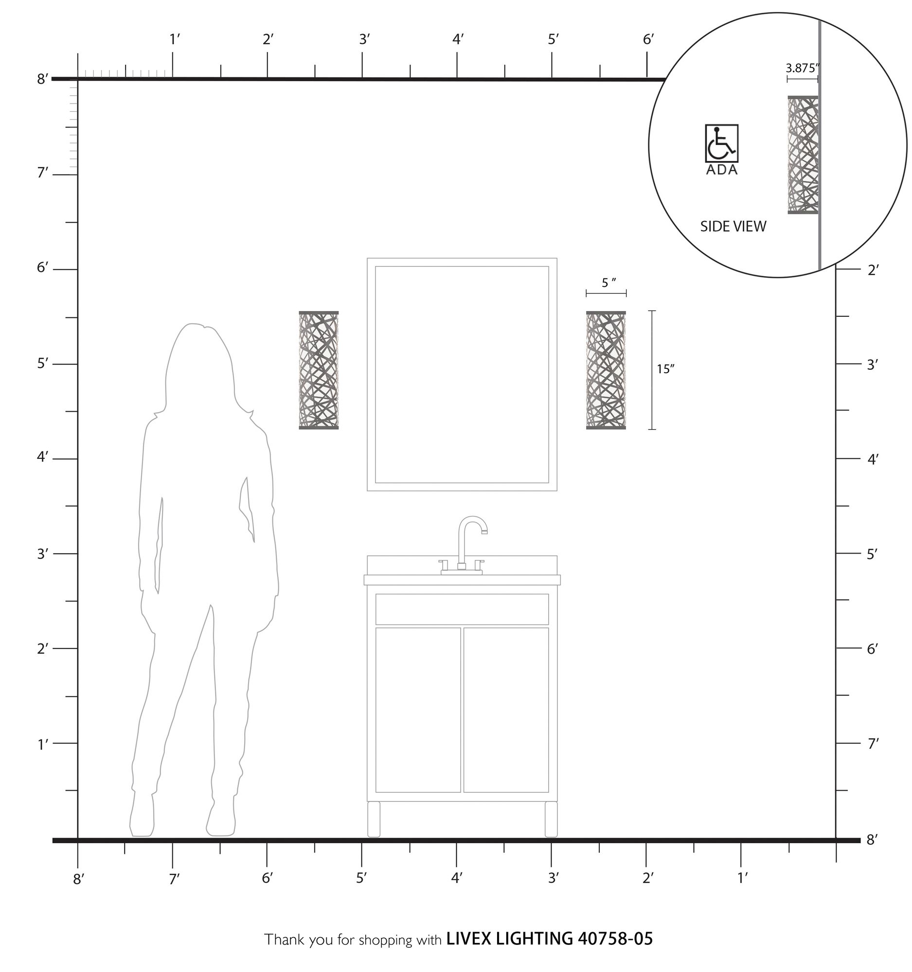 1 Light Polished Chrome ADA Wall Sconce