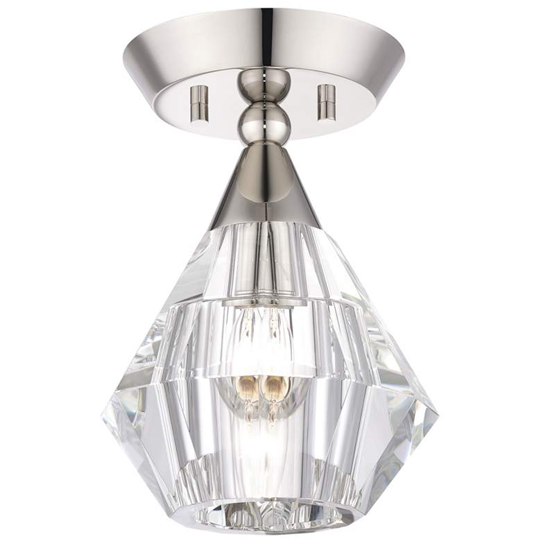 Image 1 1 Light Polished Nickel Crystal Semi-Flush