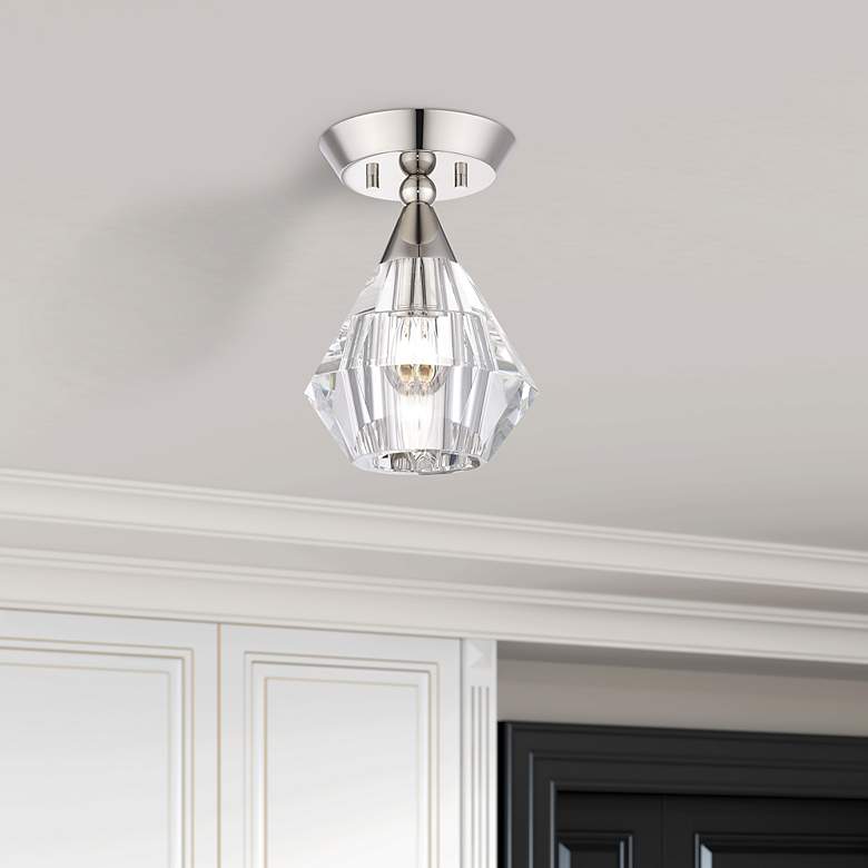Image 3 1 Light Polished Nickel Crystal Semi-Flush more views
