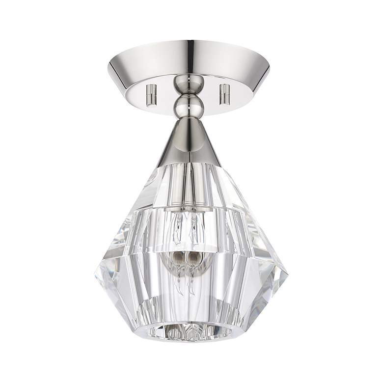 Image 4 1 Light Polished Nickel Crystal Semi-Flush more views