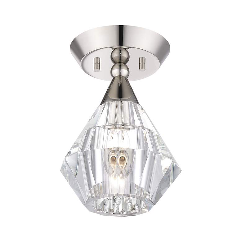 Image 5 1 Light Polished Nickel Crystal Semi-Flush more views