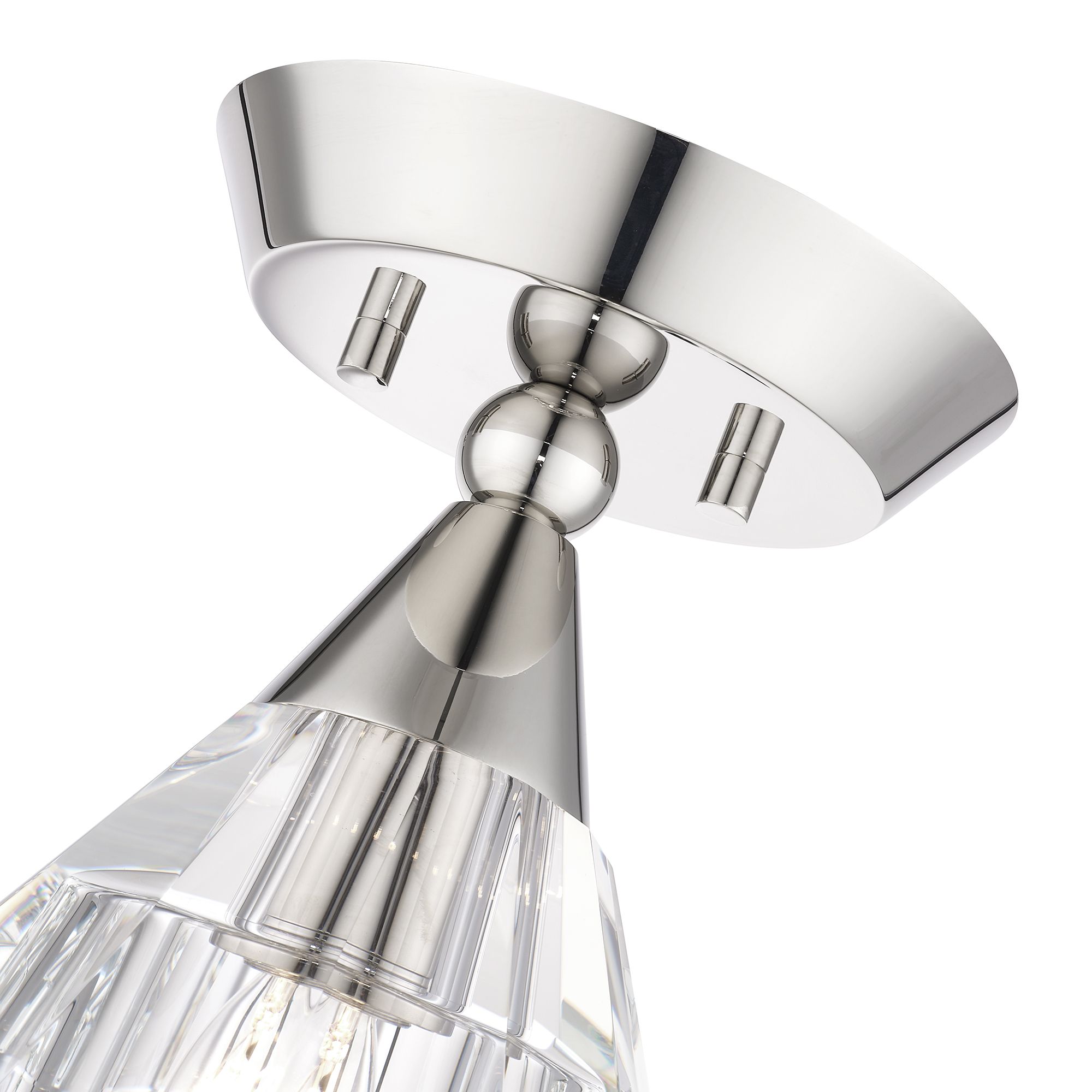 1 Light Polished Nickel Crystal Semi-Flush
