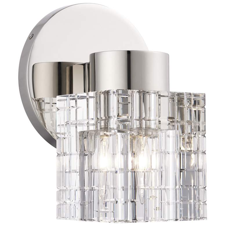 Image 1 1 Light Polished Nickel Crystal Single Sconce