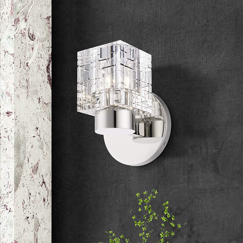 Image 1 1 Light Polished Nickel Crystal Single Sconce
