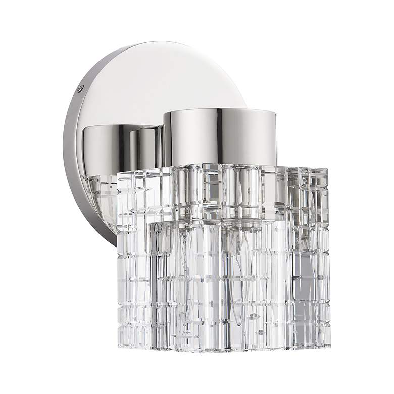 Image 3 1 Light Polished Nickel Crystal Single Sconce more views