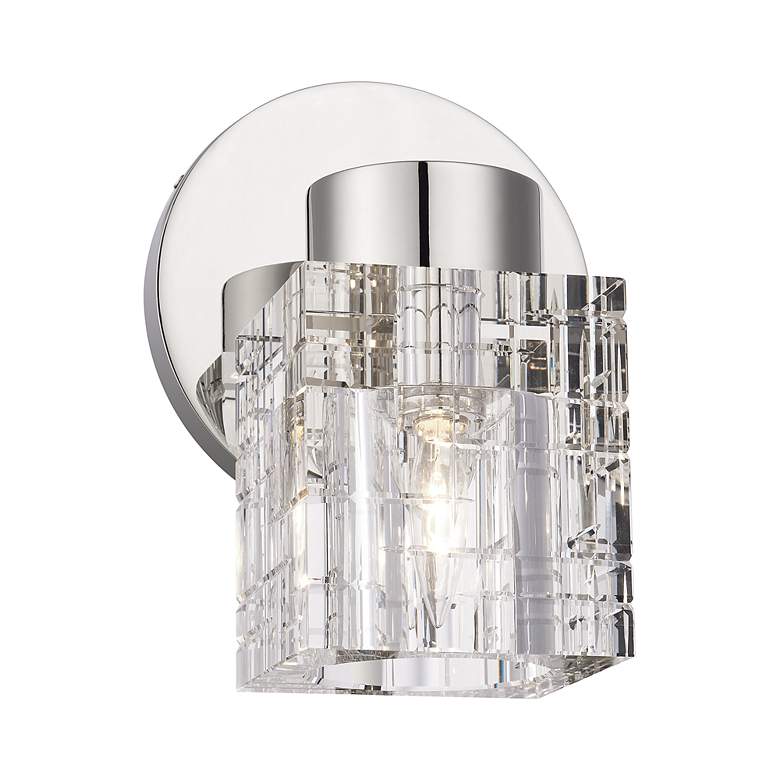 Image 7 1 Light Polished Nickel Crystal Single Sconce more views