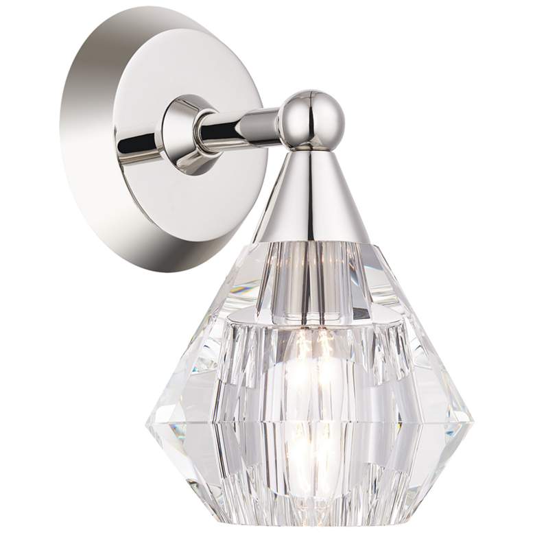 Image 1 1 Light Polished Nickel Crystal Single Sconce
