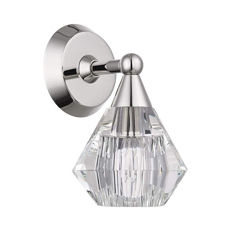 Image 3 1 Light Polished Nickel Crystal Single Sconce more views
