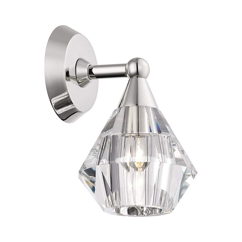 Image 5 1 Light Polished Nickel Crystal Single Sconce more views