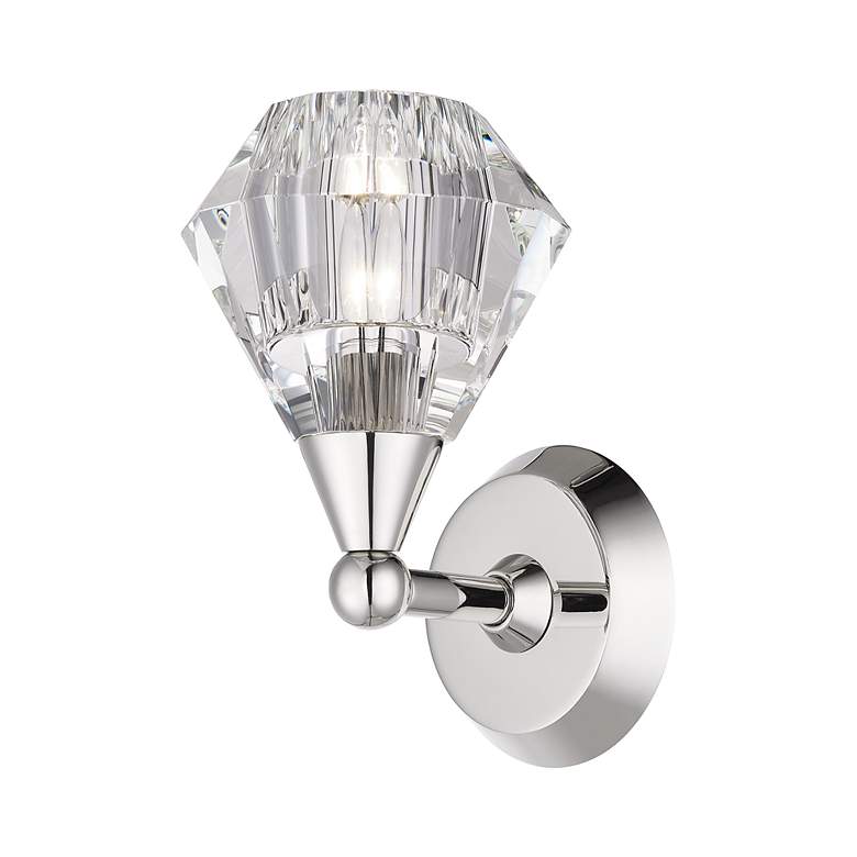 Image 6 1 Light Polished Nickel Crystal Single Sconce more views