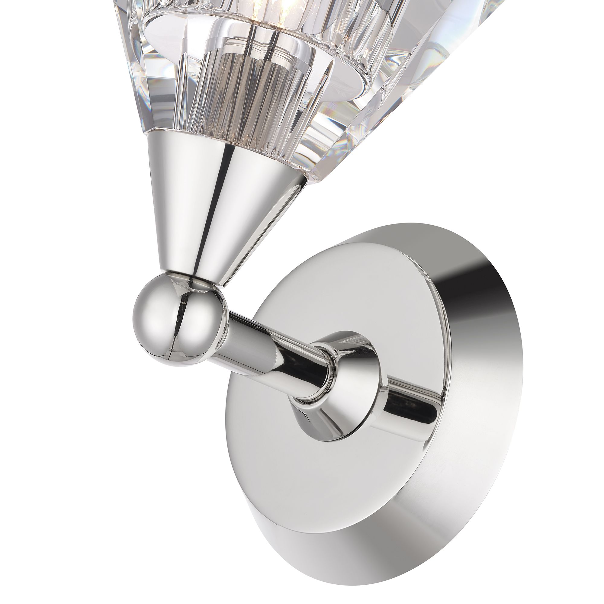 1 Light Polished Nickel Crystal Single Sconce