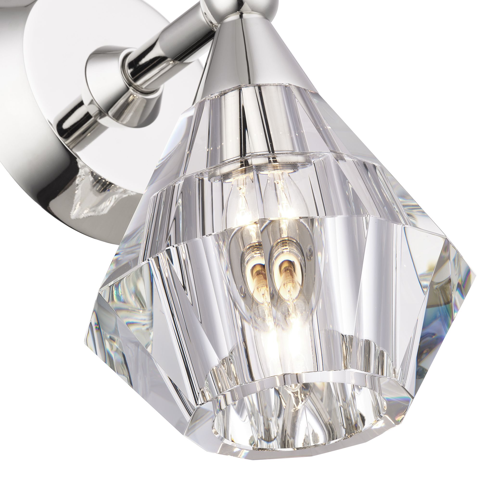 1 Light Polished Nickel Crystal Single Sconce